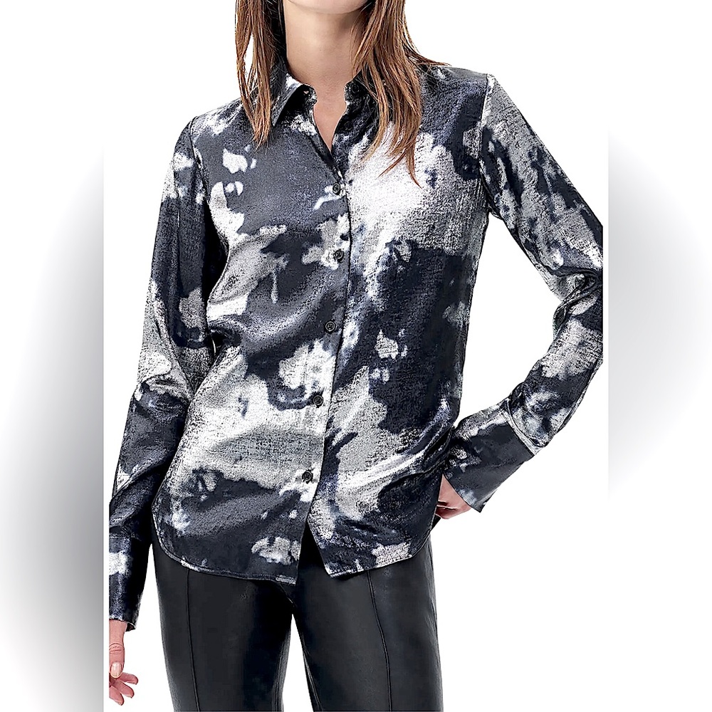 Rag & Bone Shimmery Button-Up Blouse